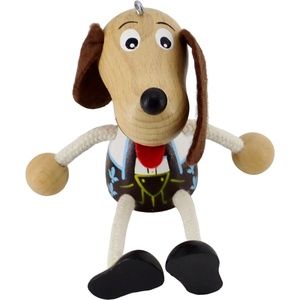 German Lederhosen Hound Dog Christmas Wood Figurine Christmas Toy Ornament 4"